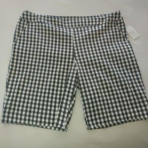 Time & Tru Black And White Gingham Bermuda Shorts Size XL 16-18 Stretch NEW